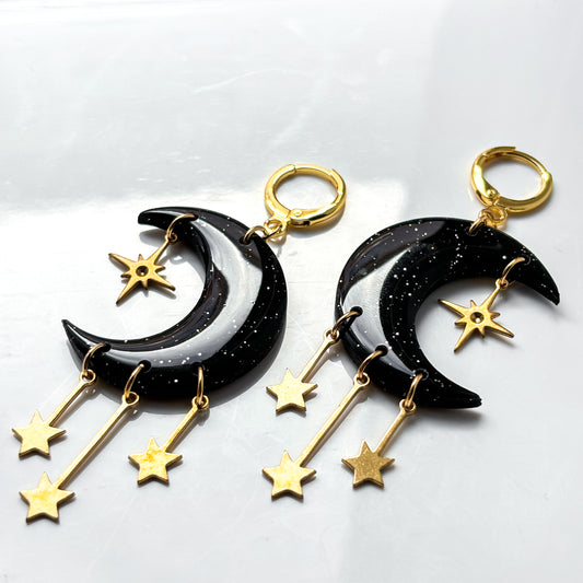 Moons & Stars • Glittery Black