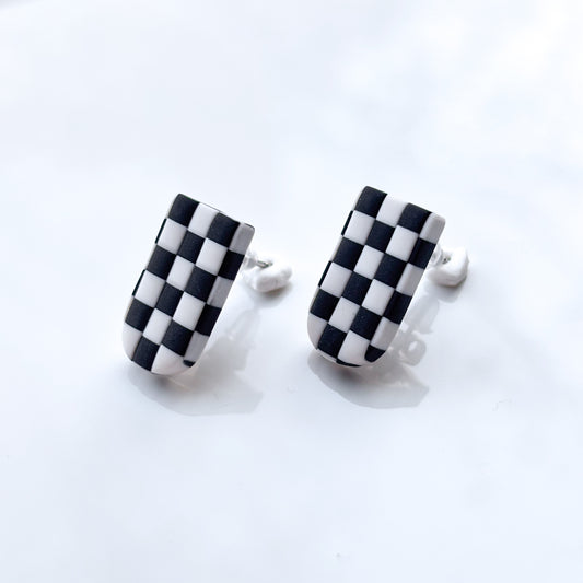 Faye Stud • Black & White Checks