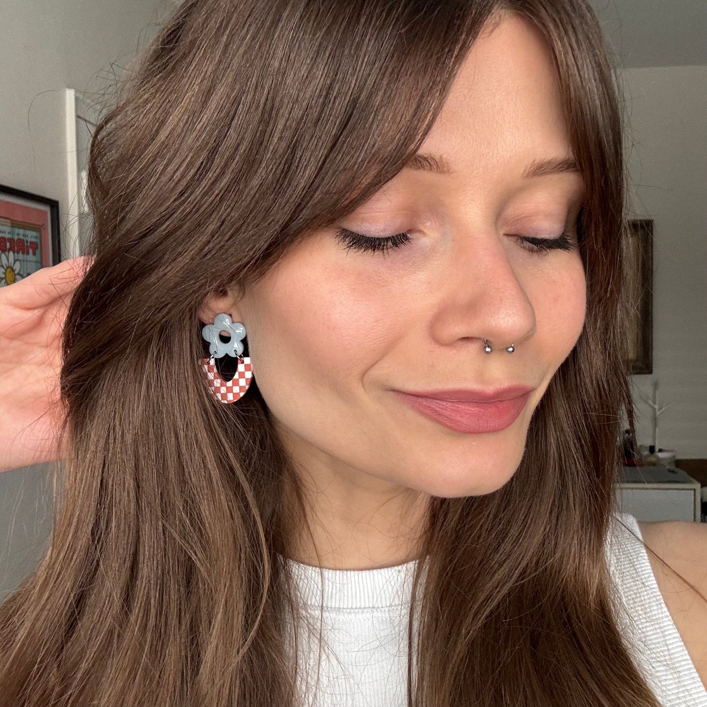 Raven • Retro Blue + Terracotta Checks