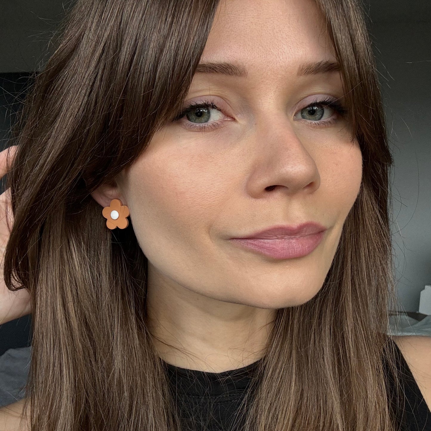 Small Flower Studs • Peach & White