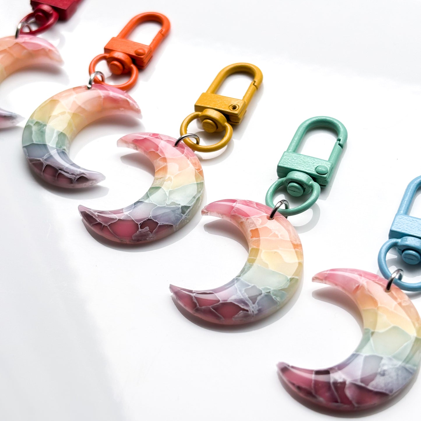 BAG CHARMS // Rainbow Marble Moons
