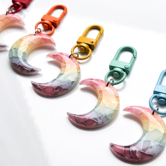 BAG CHARMS // Rainbow Marble Moons