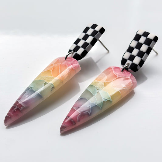 Rachel • Rainbow Marble Dangle