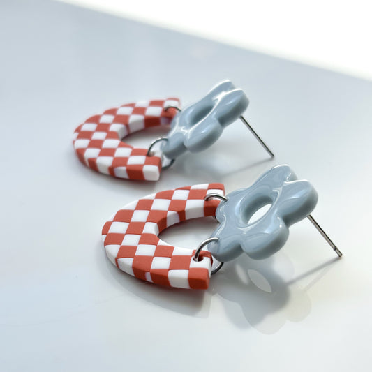 Raven • Retro Blue + Terracotta Checks