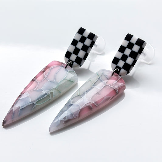 Rachel • Marble Dangle (Green, Blue, Purple)