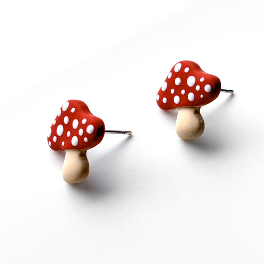 Retro Mushroom Studs • Red