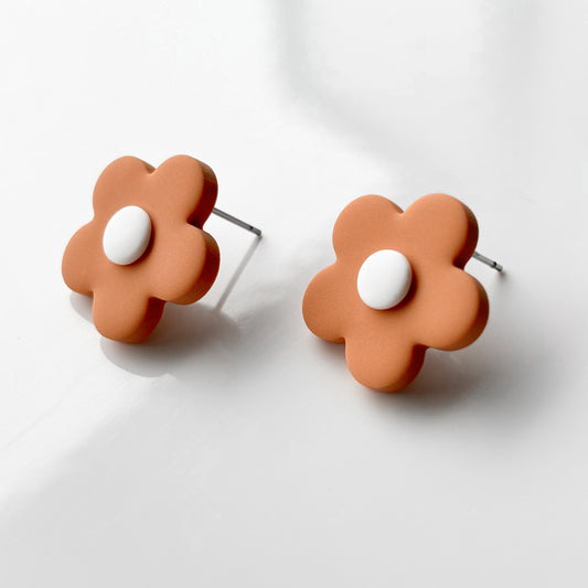 Small Flower Studs • Peach & White