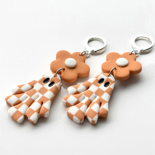 Floral Ghosties (huggies) • Peach & White Checks