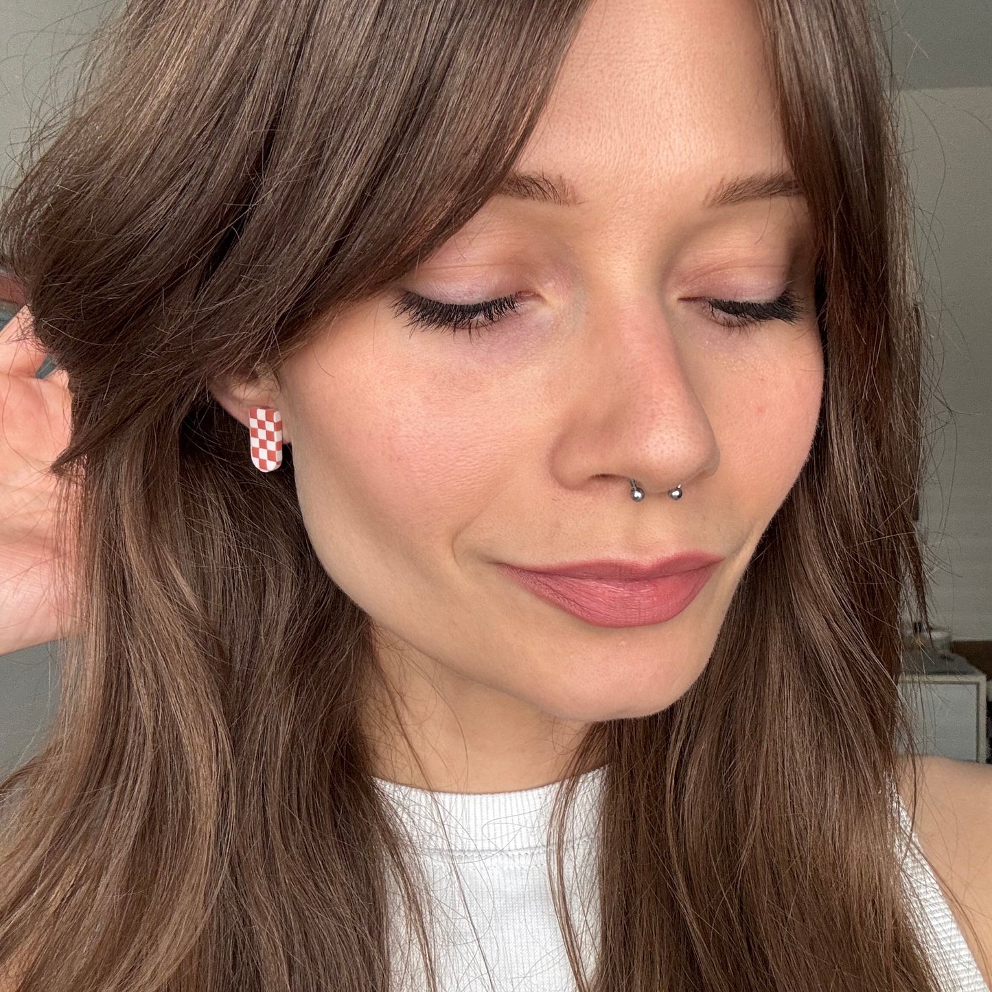 Faye Stud • Terracotta Checks