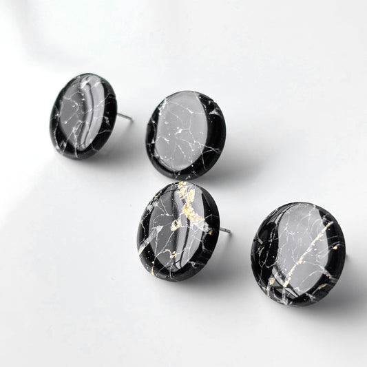 Elaine • Medium • Black Marble Studs
