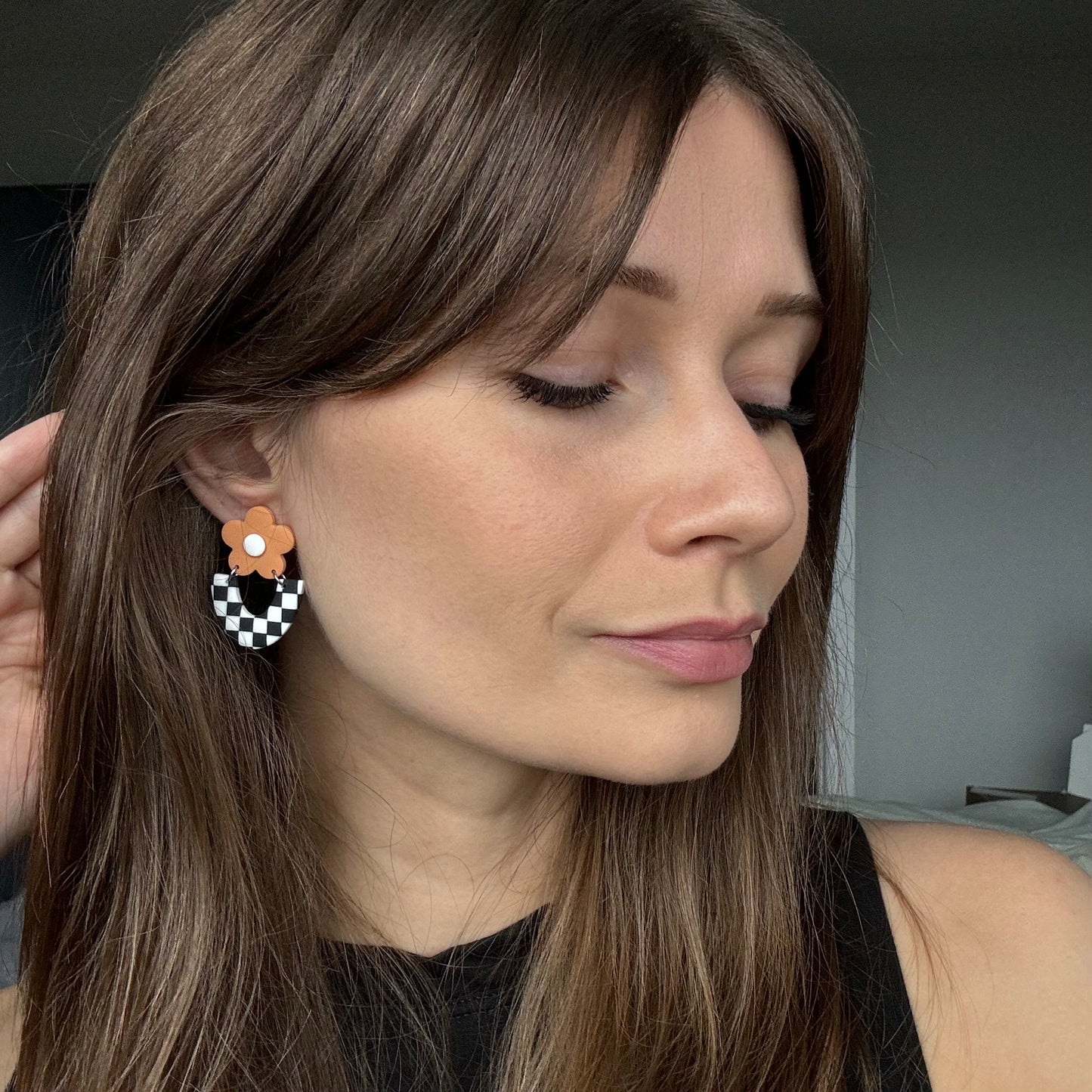 Raven • Peach Flower & Checks