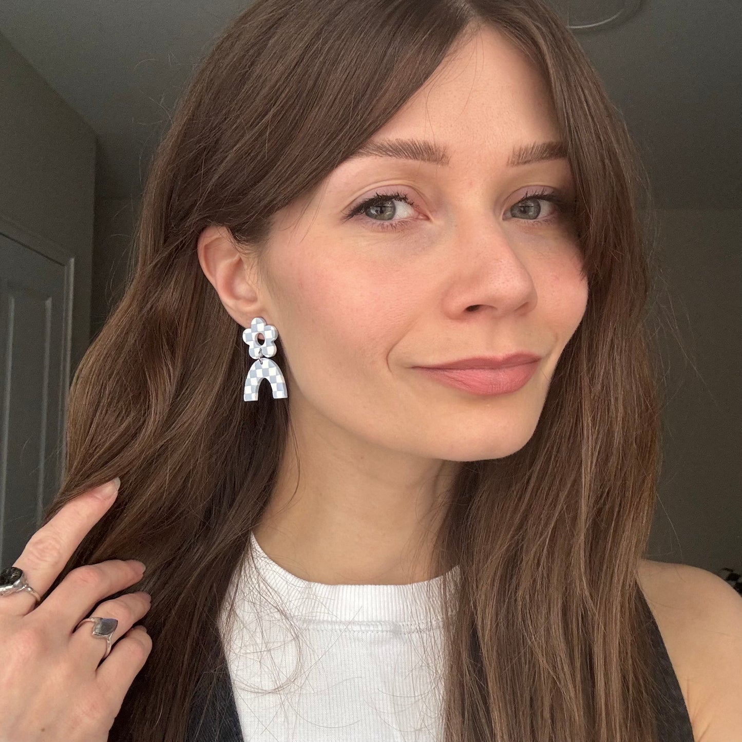 Micro Leo • Floral • Blue + White Checks