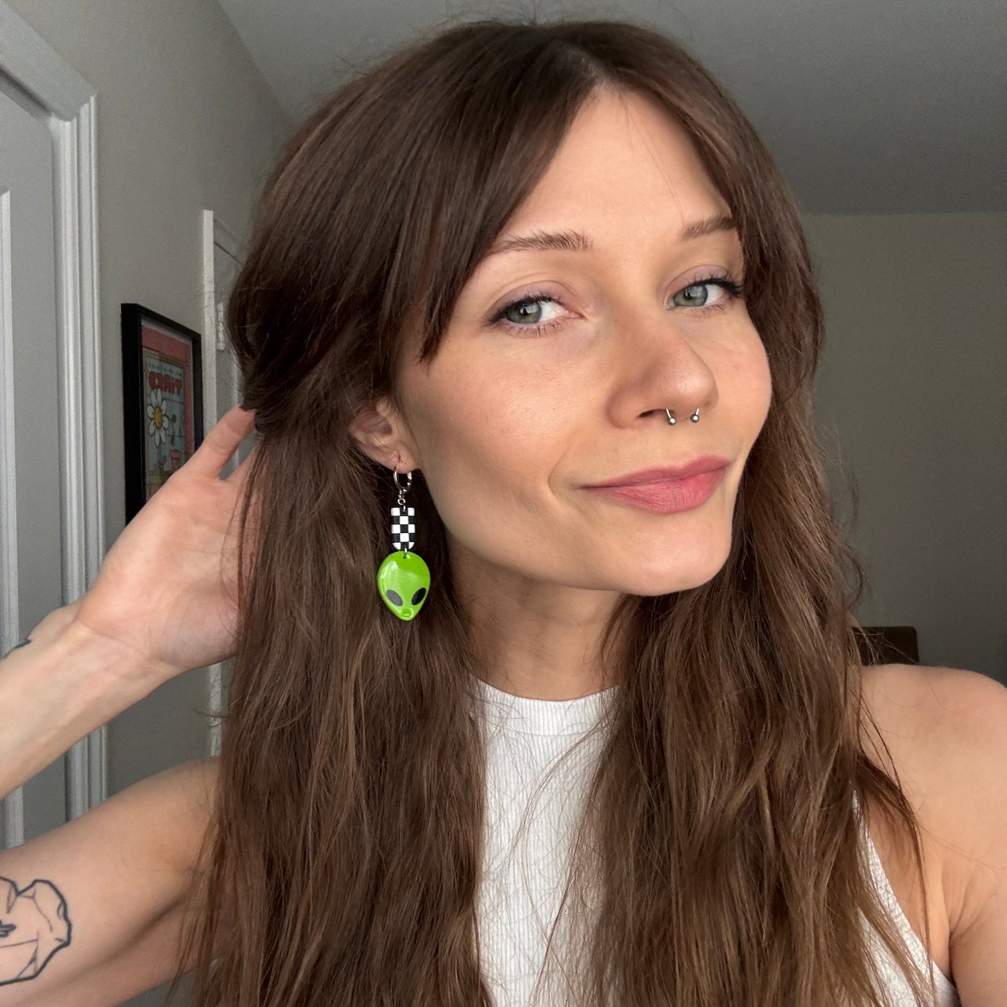 Aliens • Lime Green + Checkers
