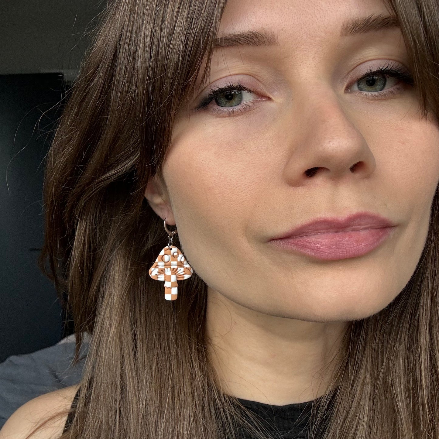 Mushroom • Peach & White Checks