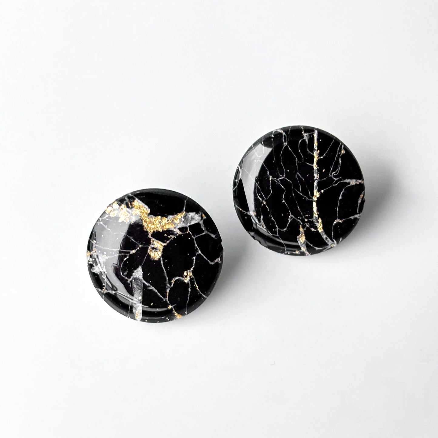 Elaine • Medium • Black Marble Studs