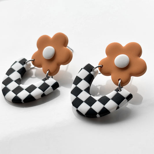 Raven • Peach Flower & Checks