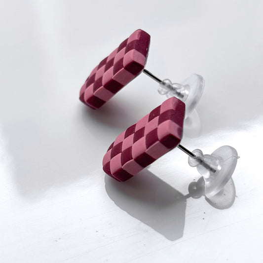 Faye Studs • Red + Pink Checks