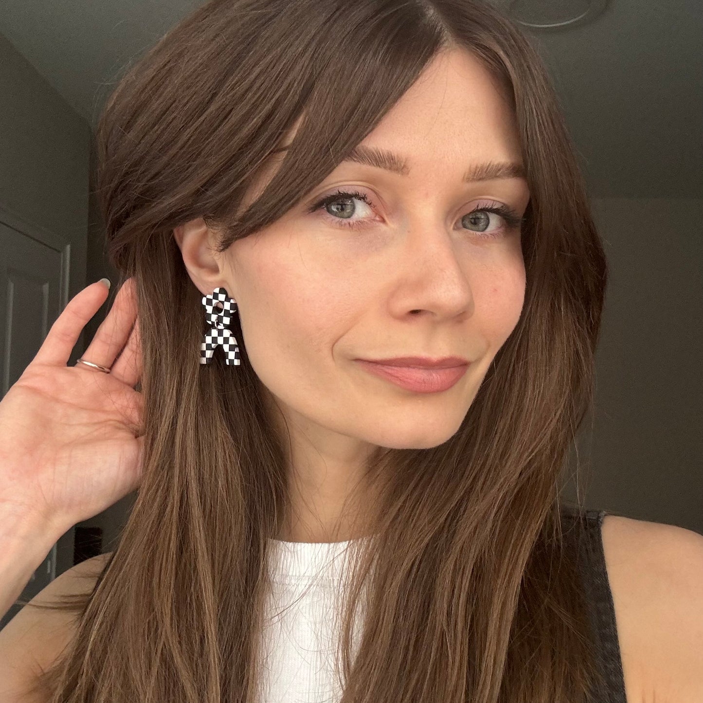 Micro Leo • Floral • Black + White Checks