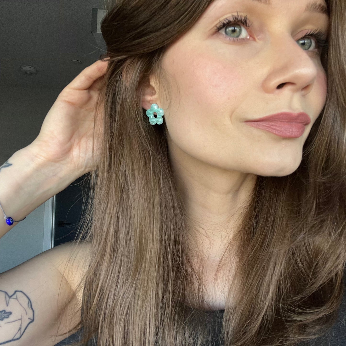 Small Flower Studs • Aquamarine