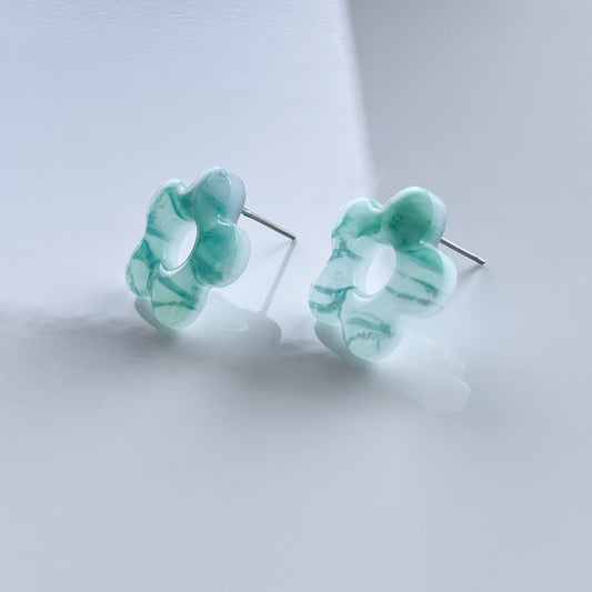 Small Flower Studs • Aquamarine