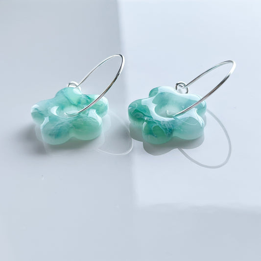 Small Flower Hoops • Aquamarine