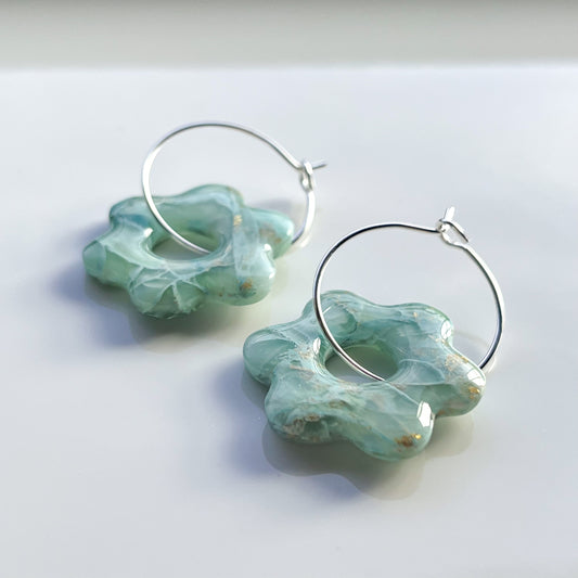 Retro Flower Hoops • Aqua