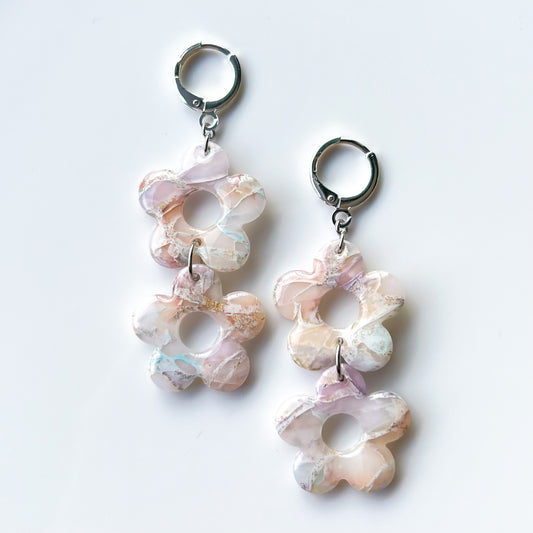 Small Flowers • Double • Pastel Stone **Silver OR Gold**