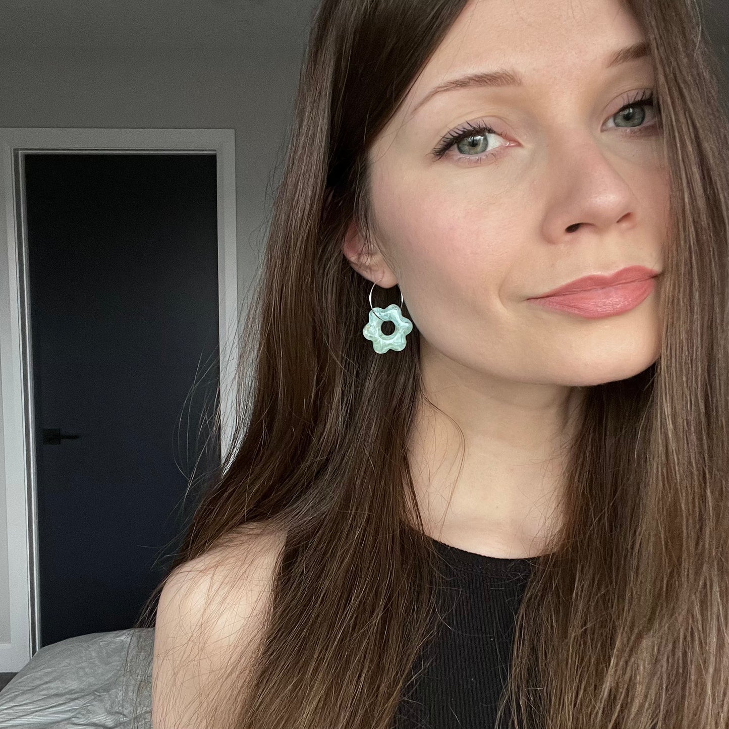 Retro Flower Hoops • Aqua