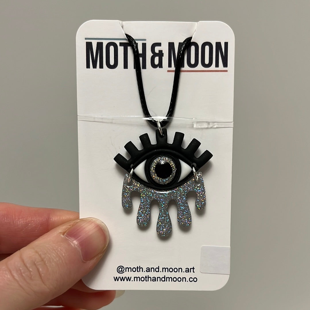 Necklace • Natalie • Holo-Glitter + Grey • Drip