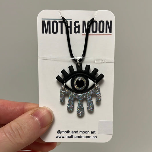 Necklace • Natalie • Holo-Glitter + Grey • Drip