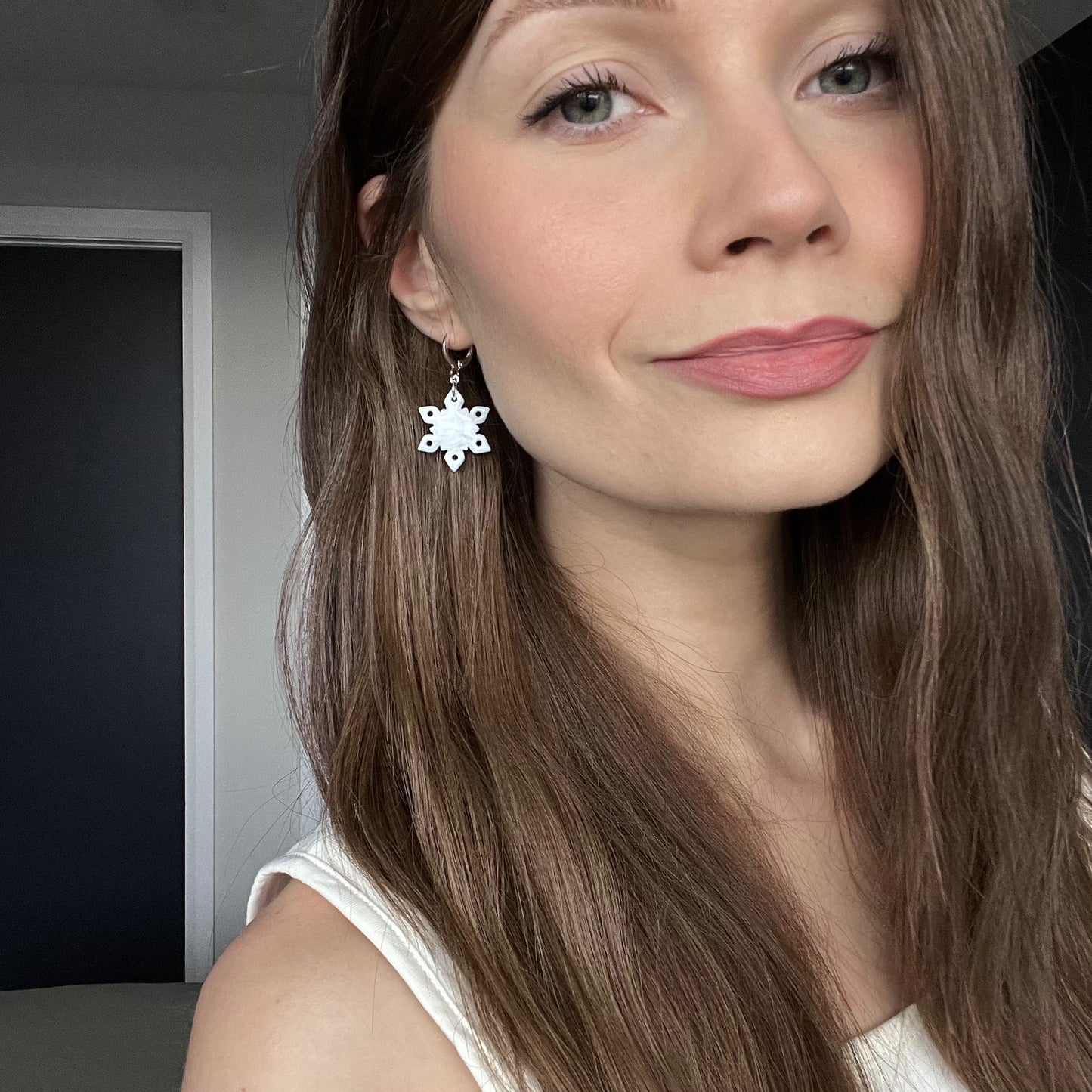 Snowflake • Silver + White Marble Cut-Out