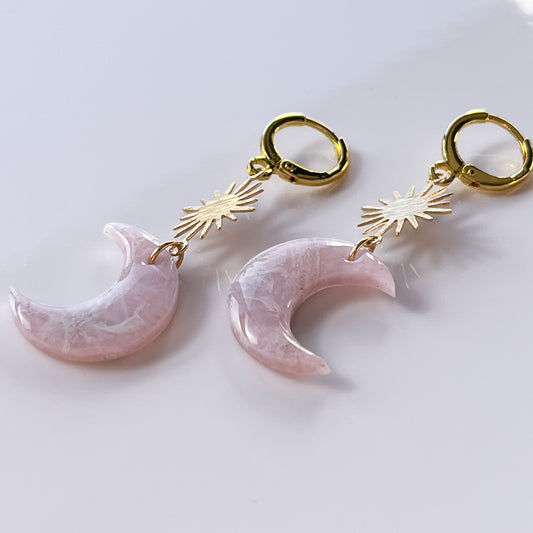 Sun & Moon Dangle • Pink Moonstone
