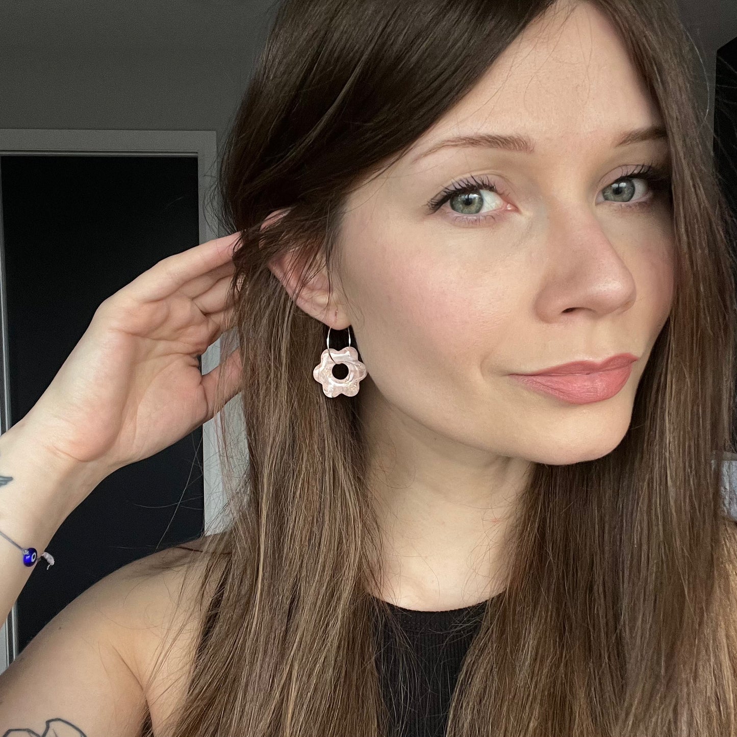 Retro Flower Hoops • Dusty Rose