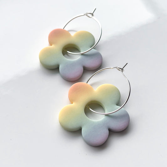 Large Flower • Hoop • Pastel Rainbow