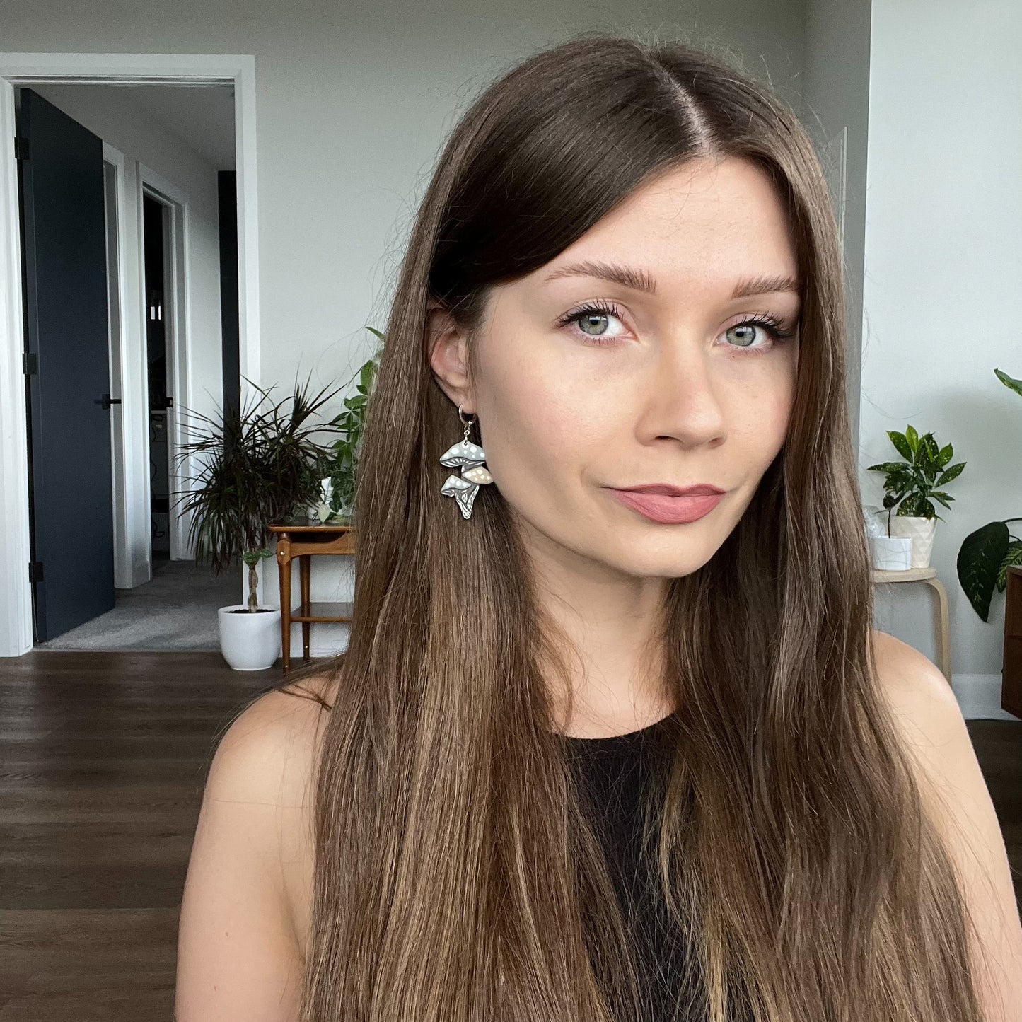 Mushroom Earrings • Blue + Peach