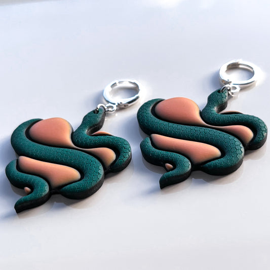 Snake Hearts • Emerald & Peach