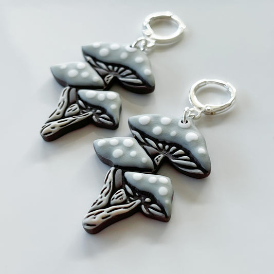 Mushroom Earrings • Blue-Grey