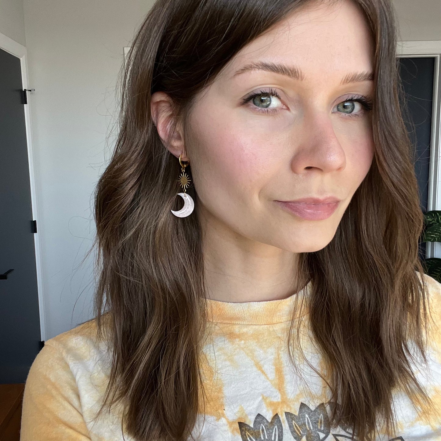 Sun & Moon Dangle • Pink Moonstone