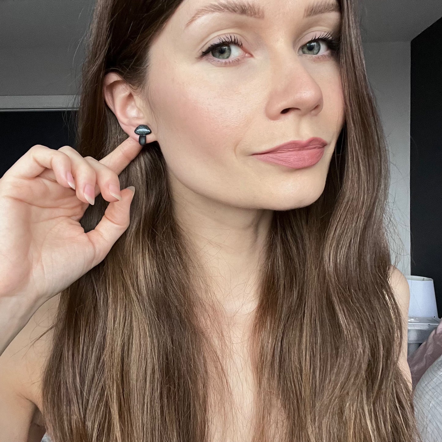 Mushroom Studs • Dark Rainbow + Black