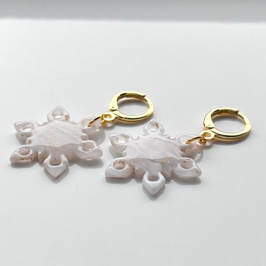 Snowflake • Gold + White Marble Cut-Out