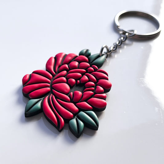 Peony Keychain • Red