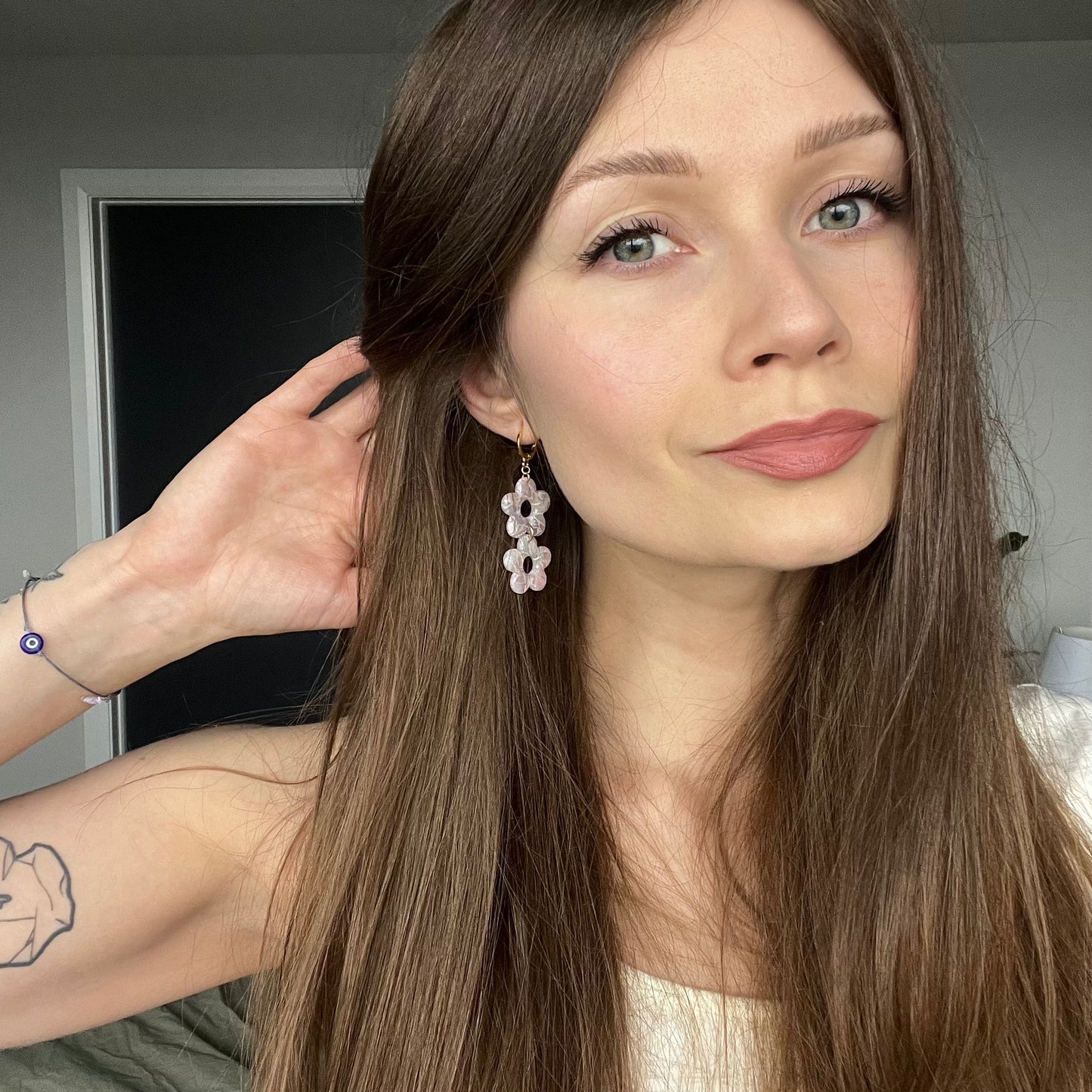 Small Flowers • Double • Pastel Stone **Silver OR Gold**