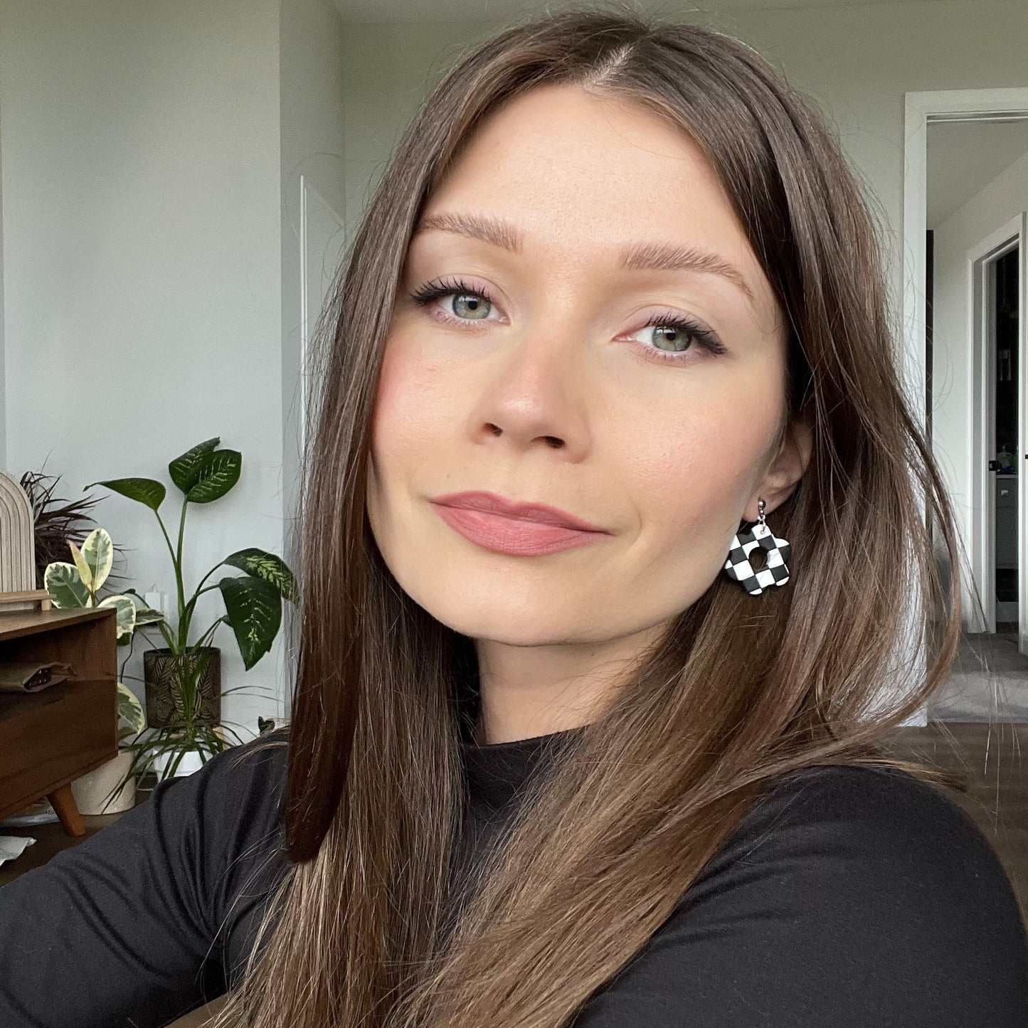 Retro Flower • Black + White Checker