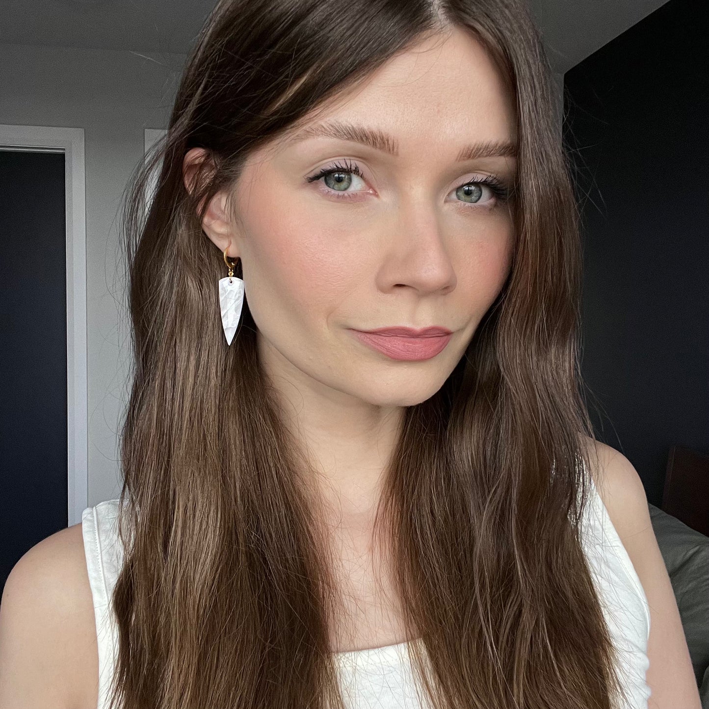 Rachel • Dangle • Gold + White Marble