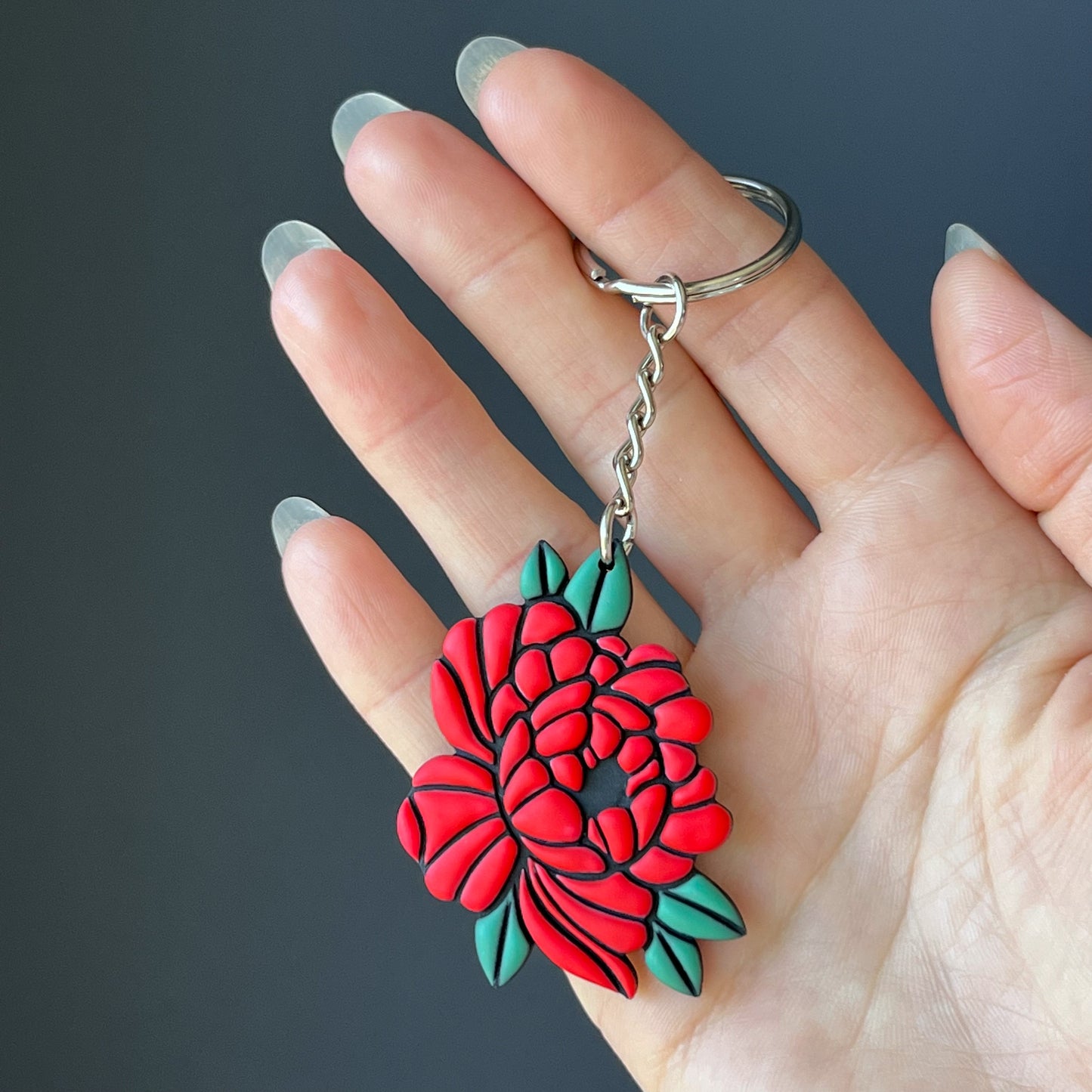 Peony Keychain • Red