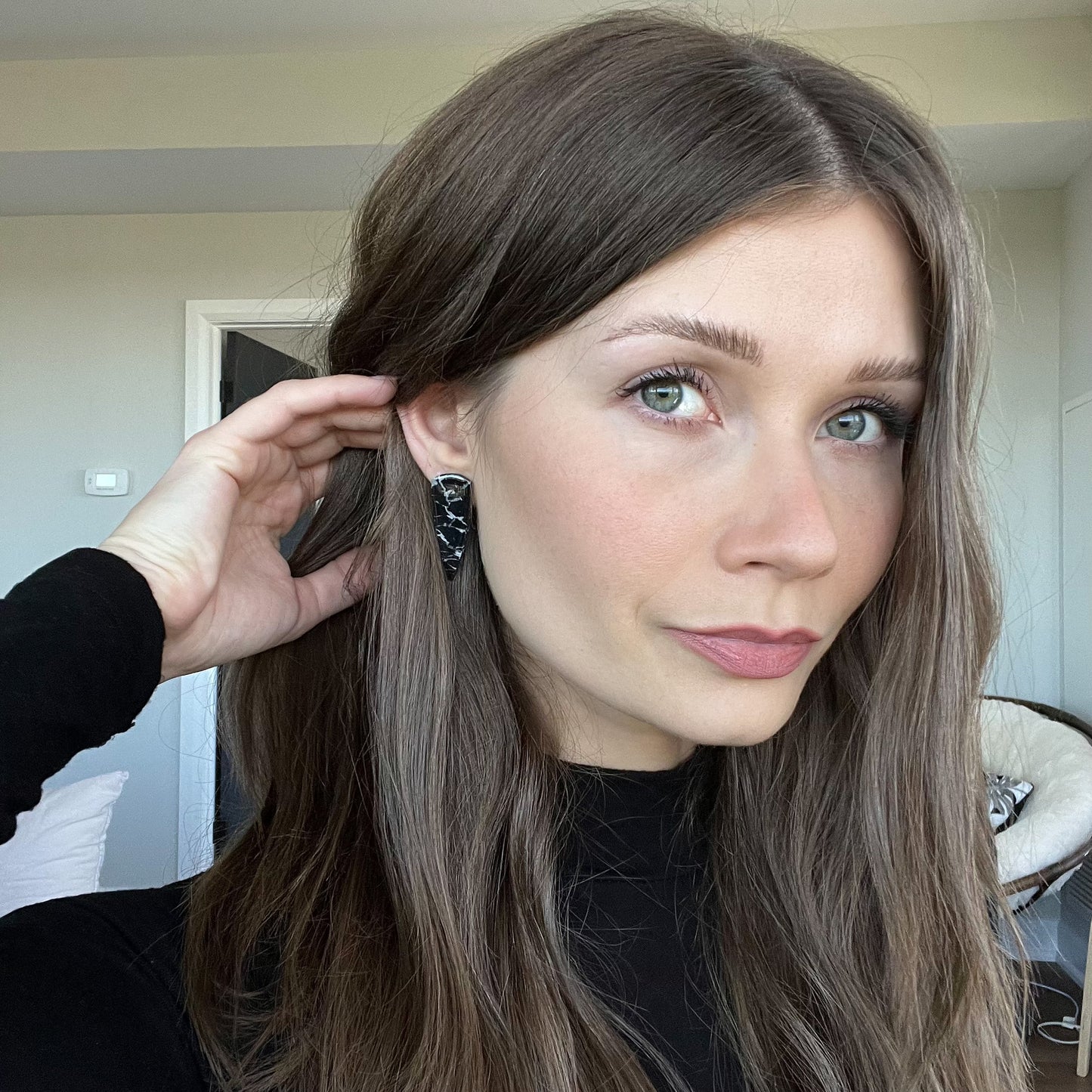 Rachel Stud • Black Marble