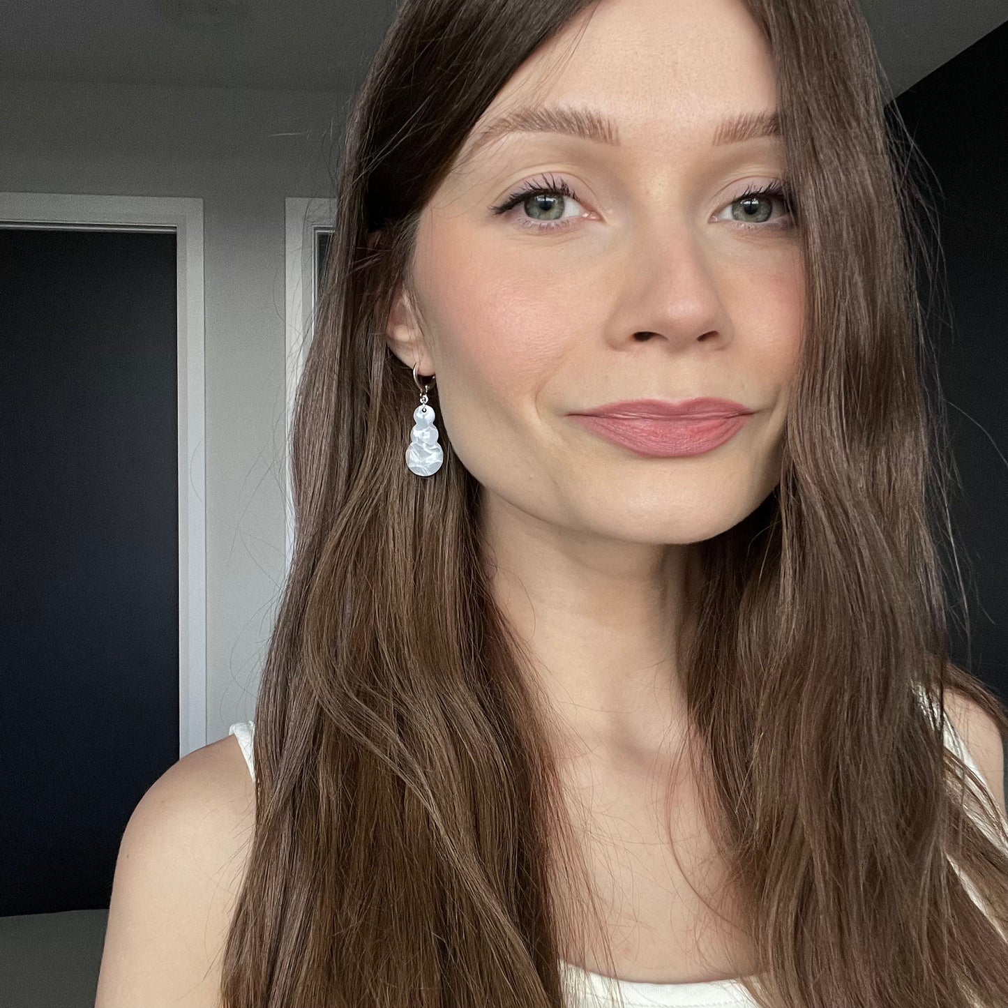 Snowman • Silver + White Marble