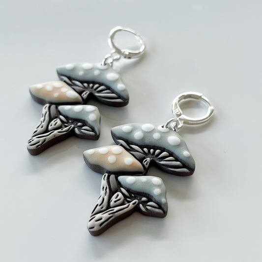 Mushroom Earrings • Blue + Peach