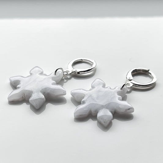 Snowflake • Silver + White Marble