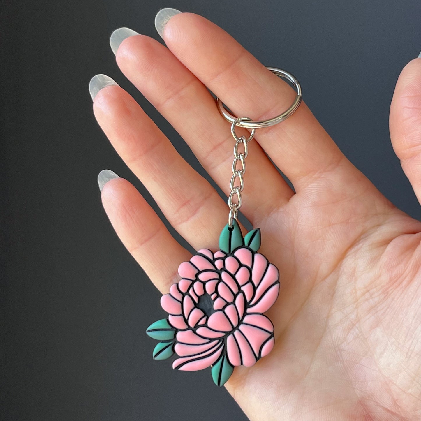 Peony Keychain • Pink